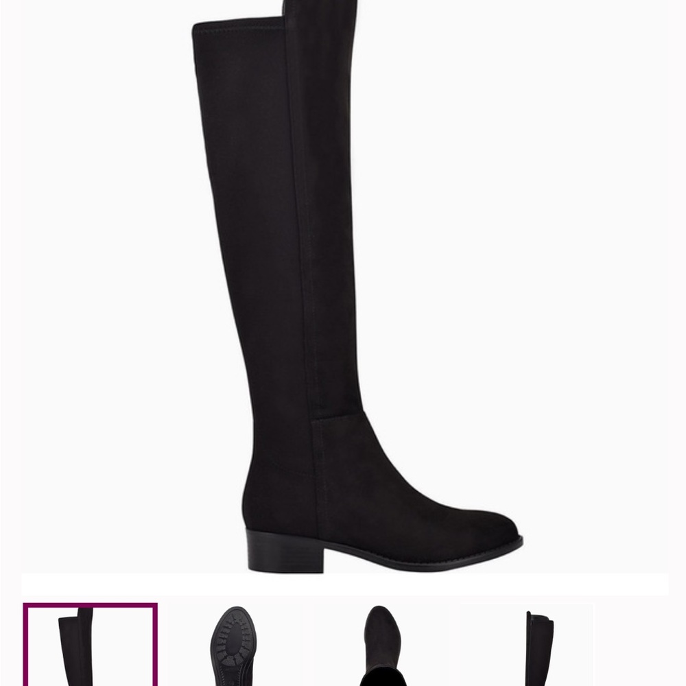 Nine West Nayli  Black Knee-High Side Zip Boots NWOT